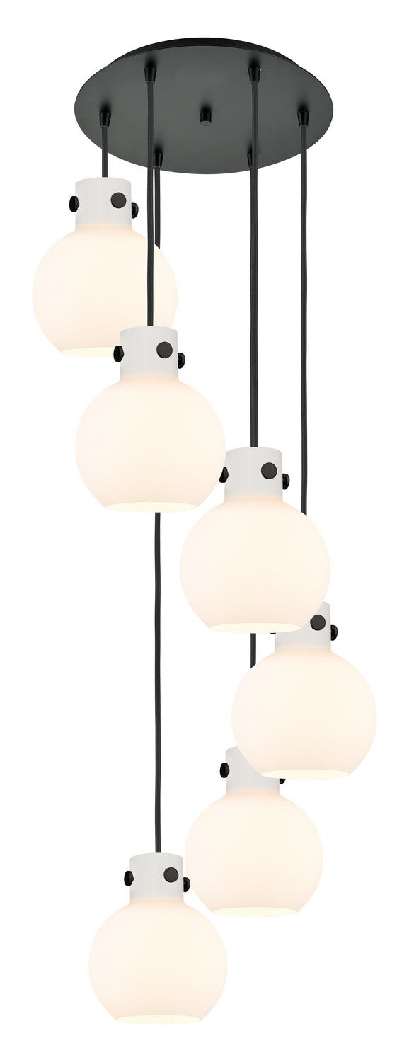 Innovations - 116-410-1PS-BK-G410-8WH - Six Light Pendant - Newton - Matte Black