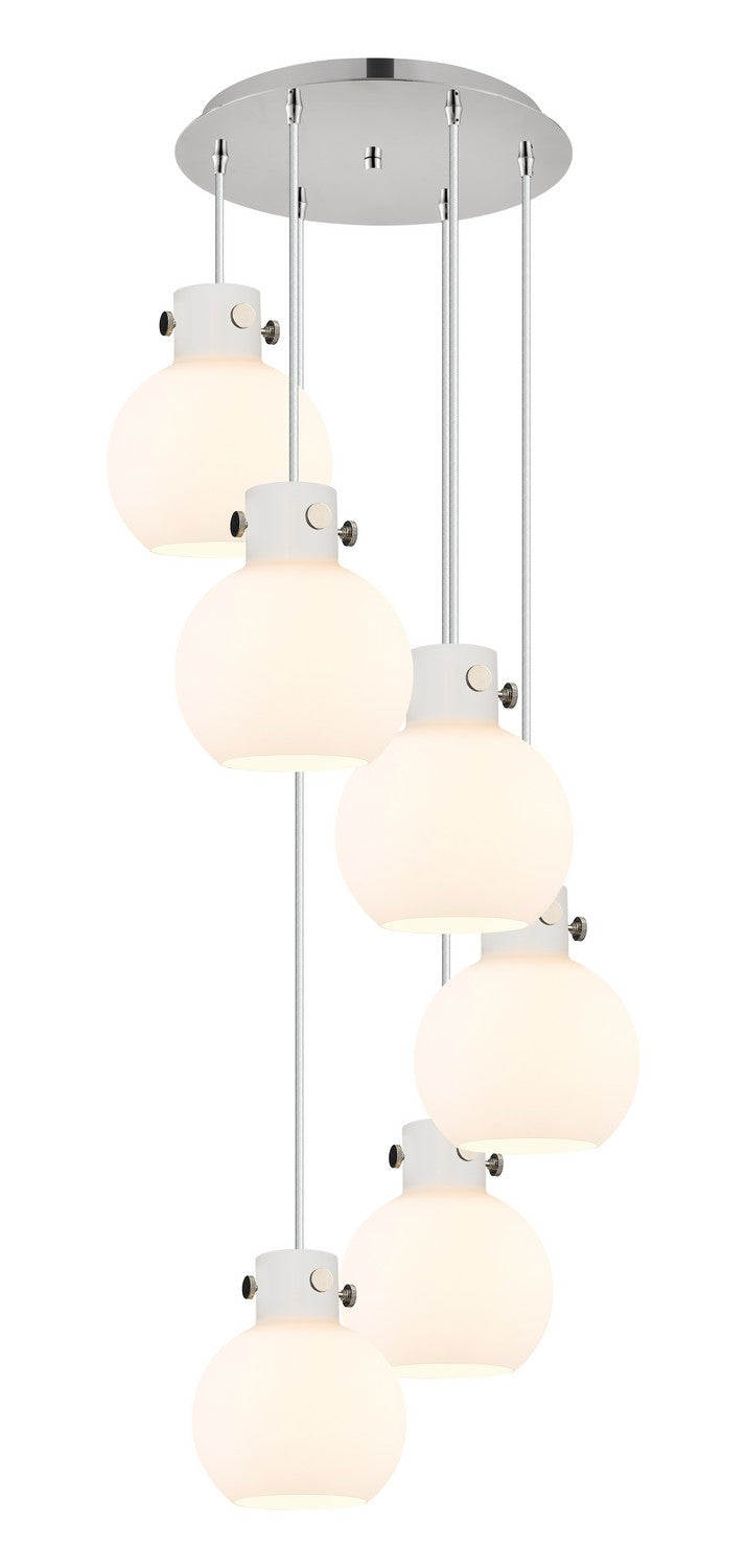 Innovations - 116-410-1PS-PN-G410-8WH - Six Light Pendant - Newton - Polished Nickel
