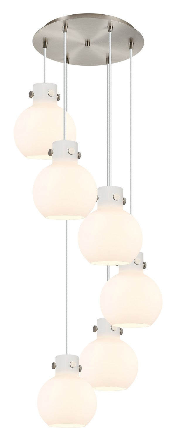 Innovations - 116-410-1PS-SN-G410-8WH - Six Light Pendant - Newton - Brushed Satin Nickel
