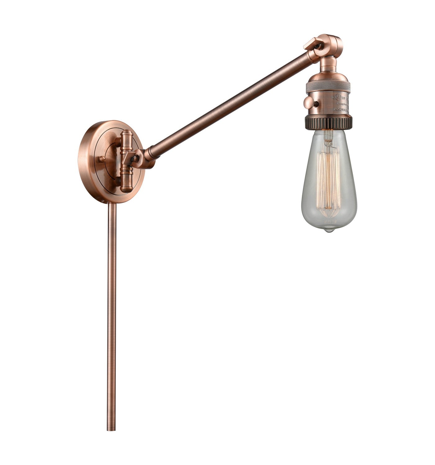 Innovations - 237-AC - One Light Swing Arm - Franklin Restoration - Antique Copper