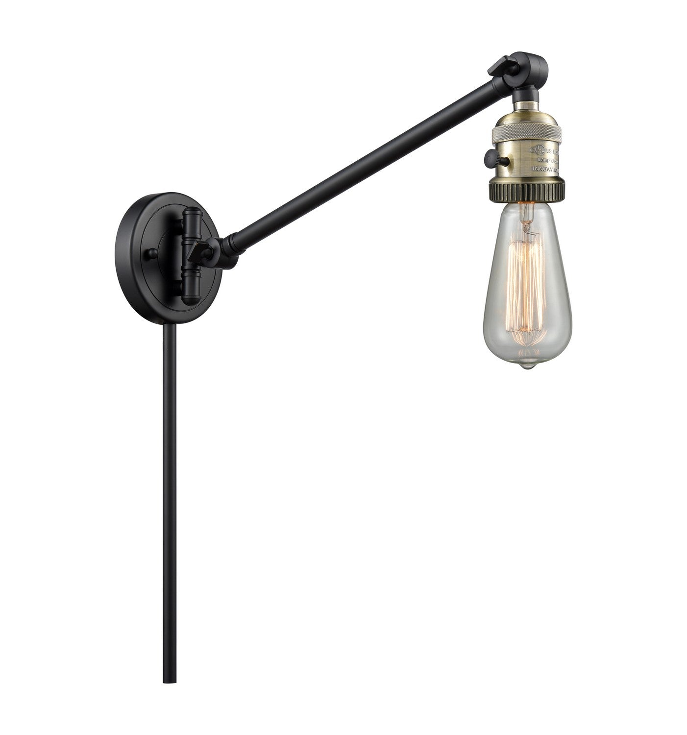Innovations - 237-BAB - One Light Swing Arm - Franklin Restoration - Black Antique Brass