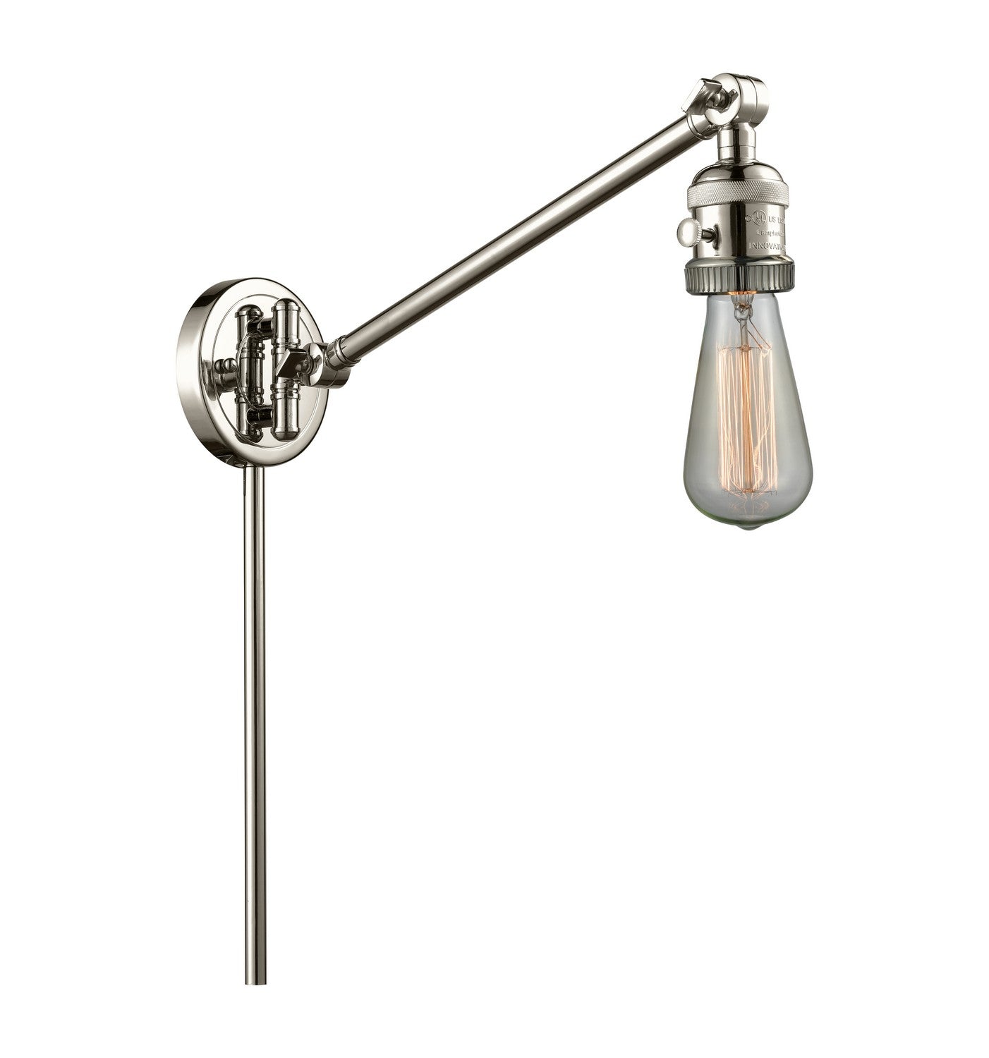 Innovations - 237-PN - One Light Swing Arm - Franklin Restoration - Polished Nickel