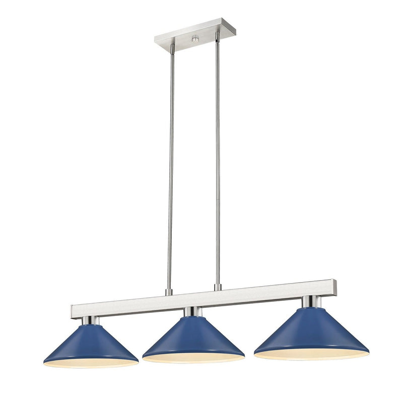 Z-Lite - 152BN-MNB - Three Light Billiard - Cobalt - Brushed Nickel