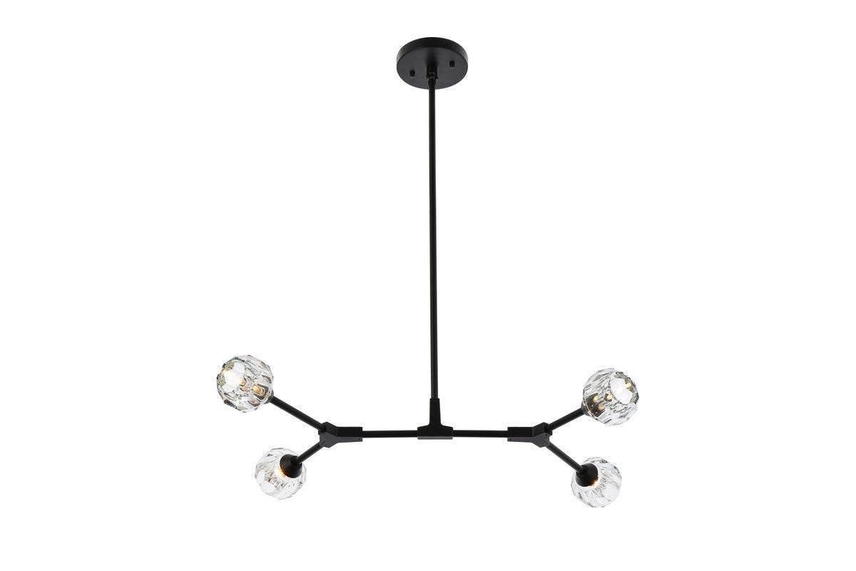 Elegant Lighting - 3508D30BK - Four Light Pendant - Zayne - Black