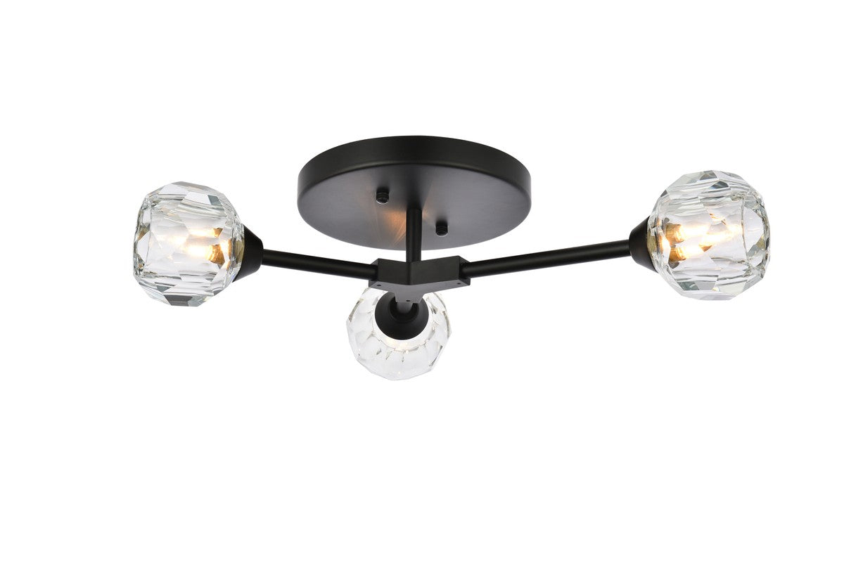 Elegant Lighting - 3508F18BK - Three Light Flush Mount - Zayne - Black