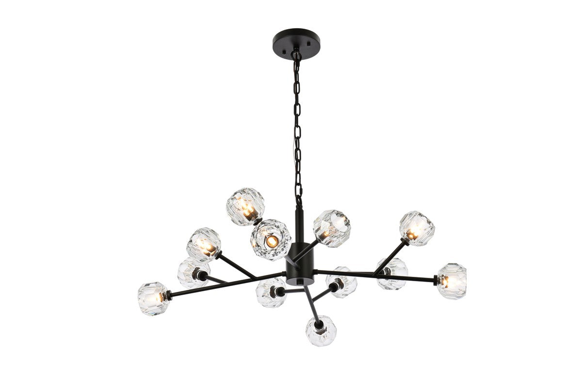 Elegant Lighting - 3509D35BK - 12 Light Pendant - Graham - Black