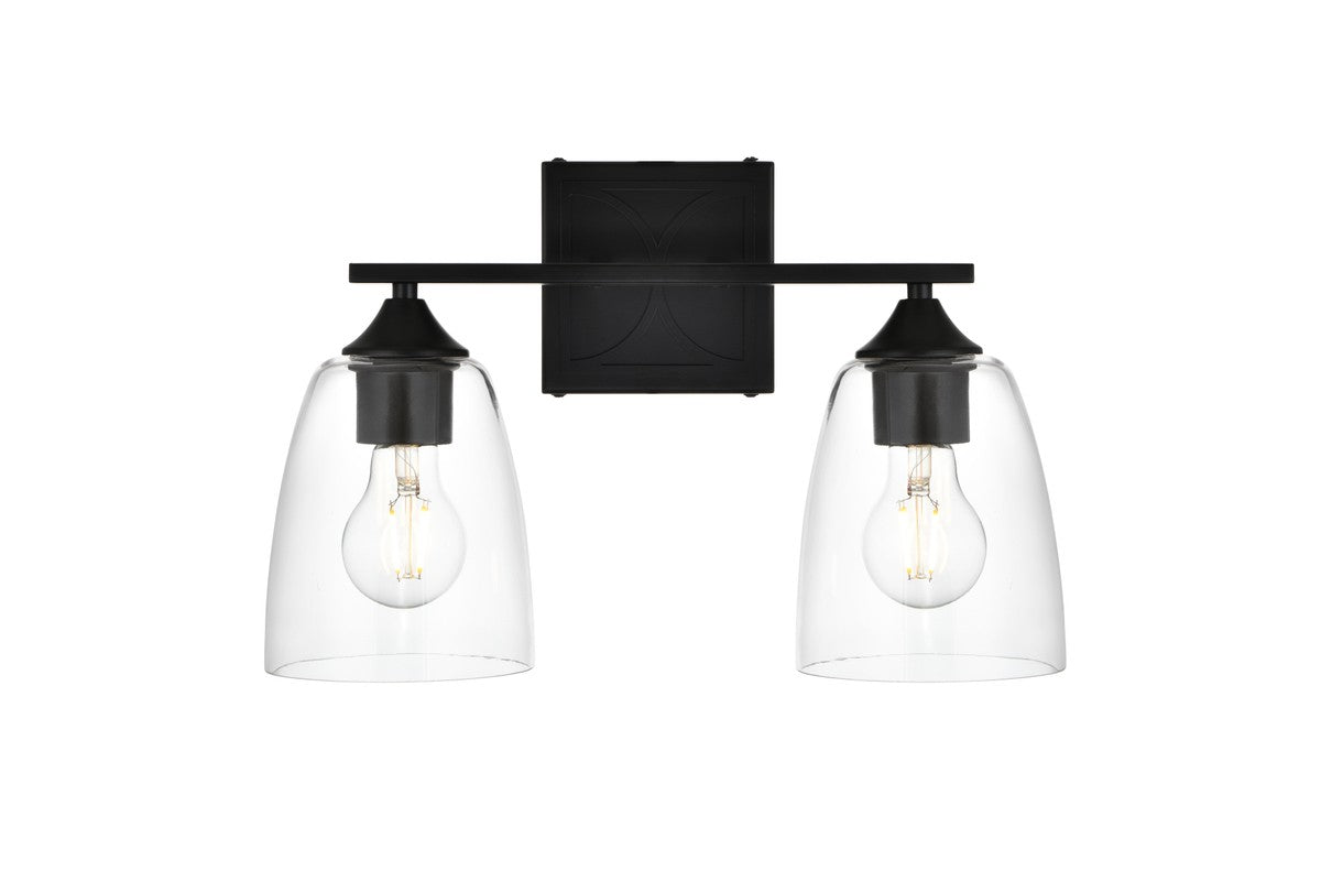 Elegant Lighting - LD7309W15BLK - Two Light Bath Sconce - Harris - Black