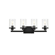 Elegant Lighting - LD7316W25BLK - Four Light Bath Sconce - Saanvi - Black and Clear