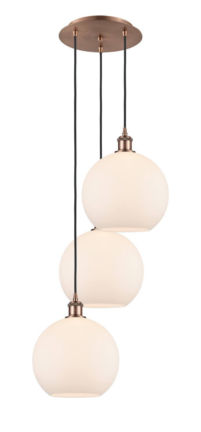 Innovations - 113B-3P-AC-G121-10 - Three Light Pendant - Ballston - Antique Copper