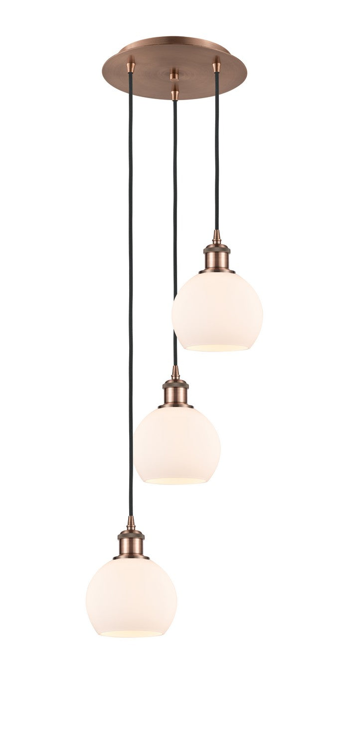 Innovations - 113B-3P-AC-G121-6 - Three Light Pendant - Ballston - Antique Copper