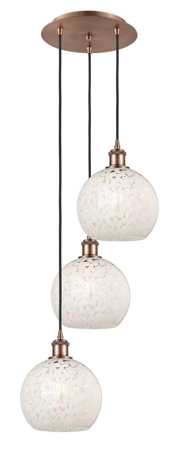 Innovations - 113B-3P-AC-G1216-8WM - Three Light Pendant - Ballston - Antique Copper