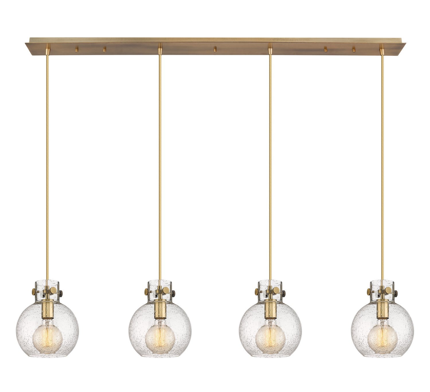 Innovations - 124-410-1PS-BB-G410-8SDY - Four Light Linear Pendant - Newton - Brushed Brass