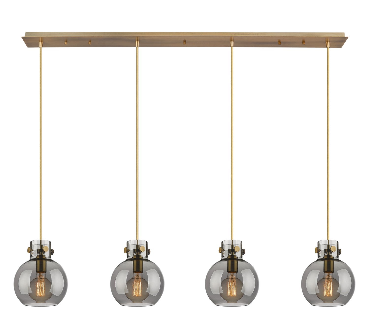 Innovations - 124-410-1PS-BB-G410-8SM - Four Light Linear Pendant - Newton - Brushed Brass