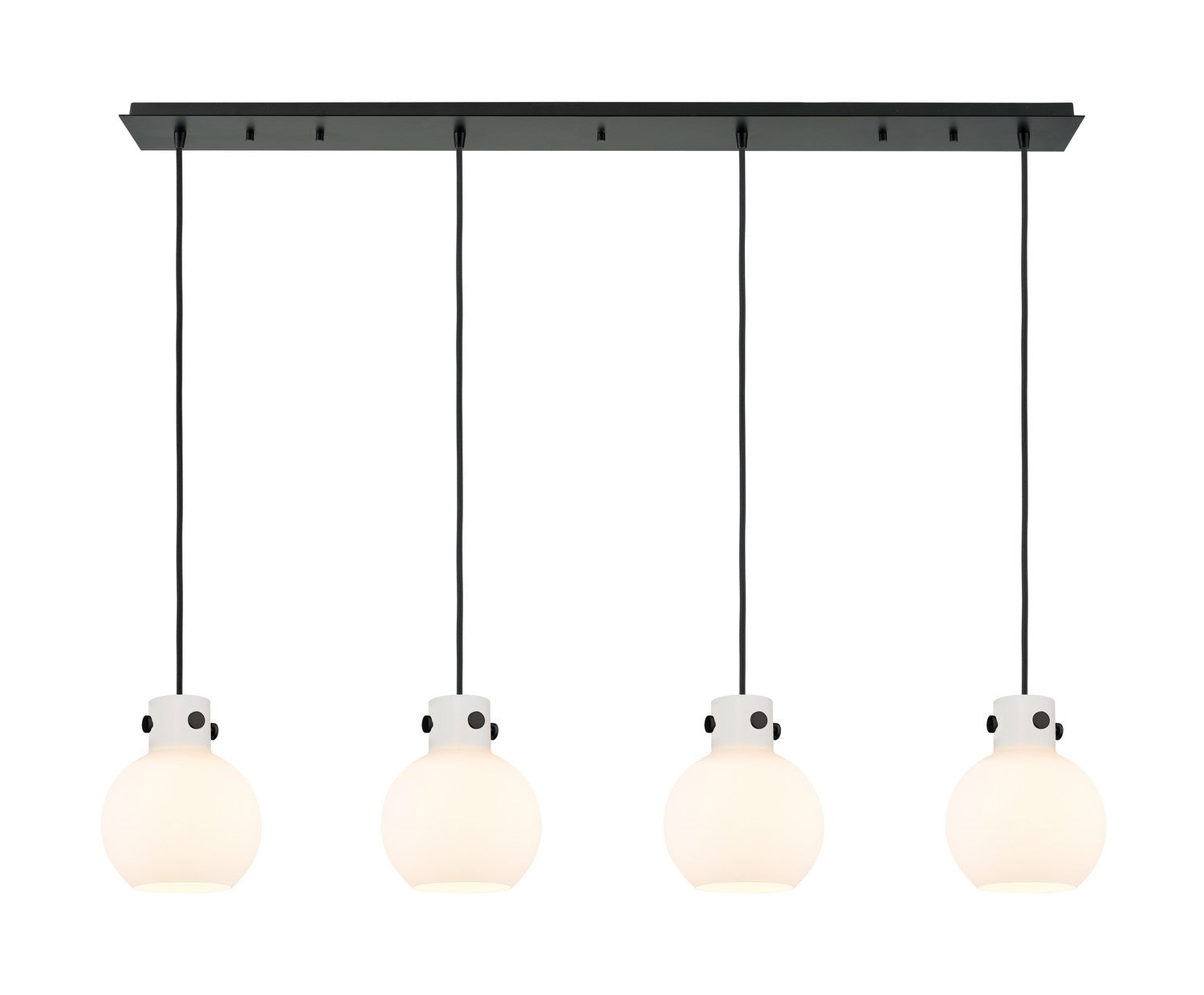Innovations - 124-410-1PS-BK-G410-8WH - Four Light Linear Pendant - Newton - Matte Black
