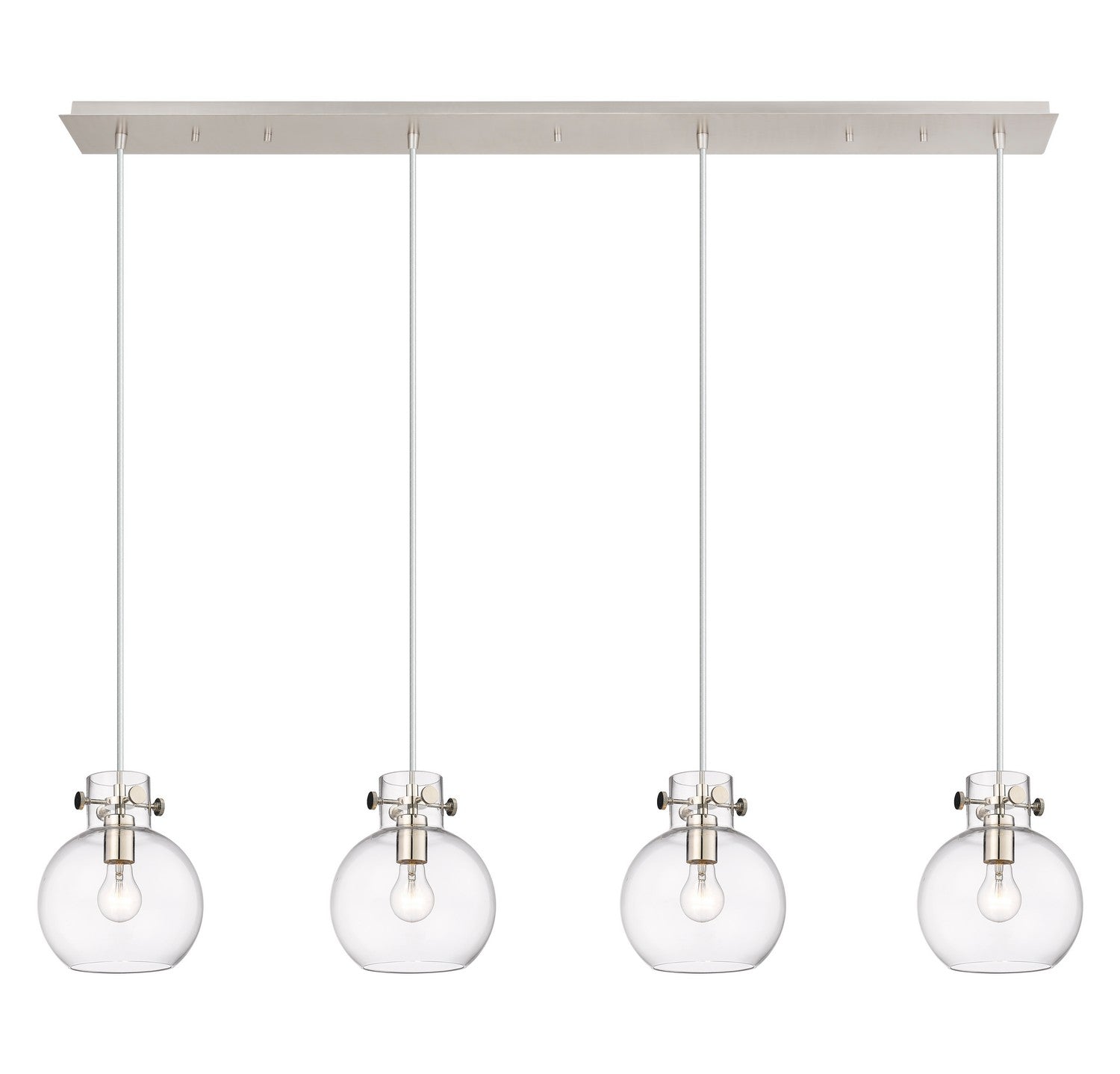 Innovations - 124-410-1PS-PN-G410-8CL - Four Light Linear Pendant - Newton - Polished Nickel