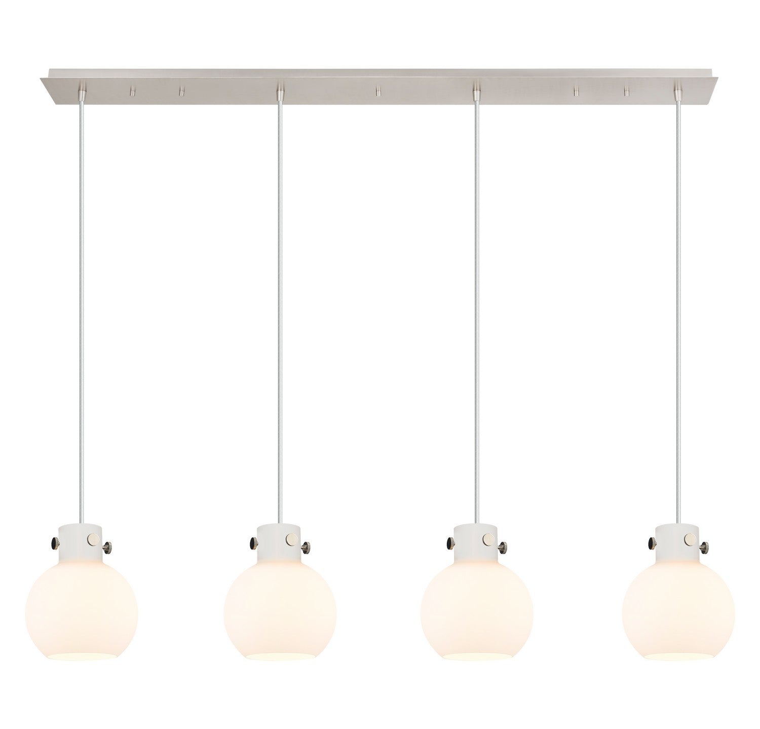 Innovations - 124-410-1PS-PN-G410-8WH - Four Light Linear Pendant - Newton - Polished Nickel