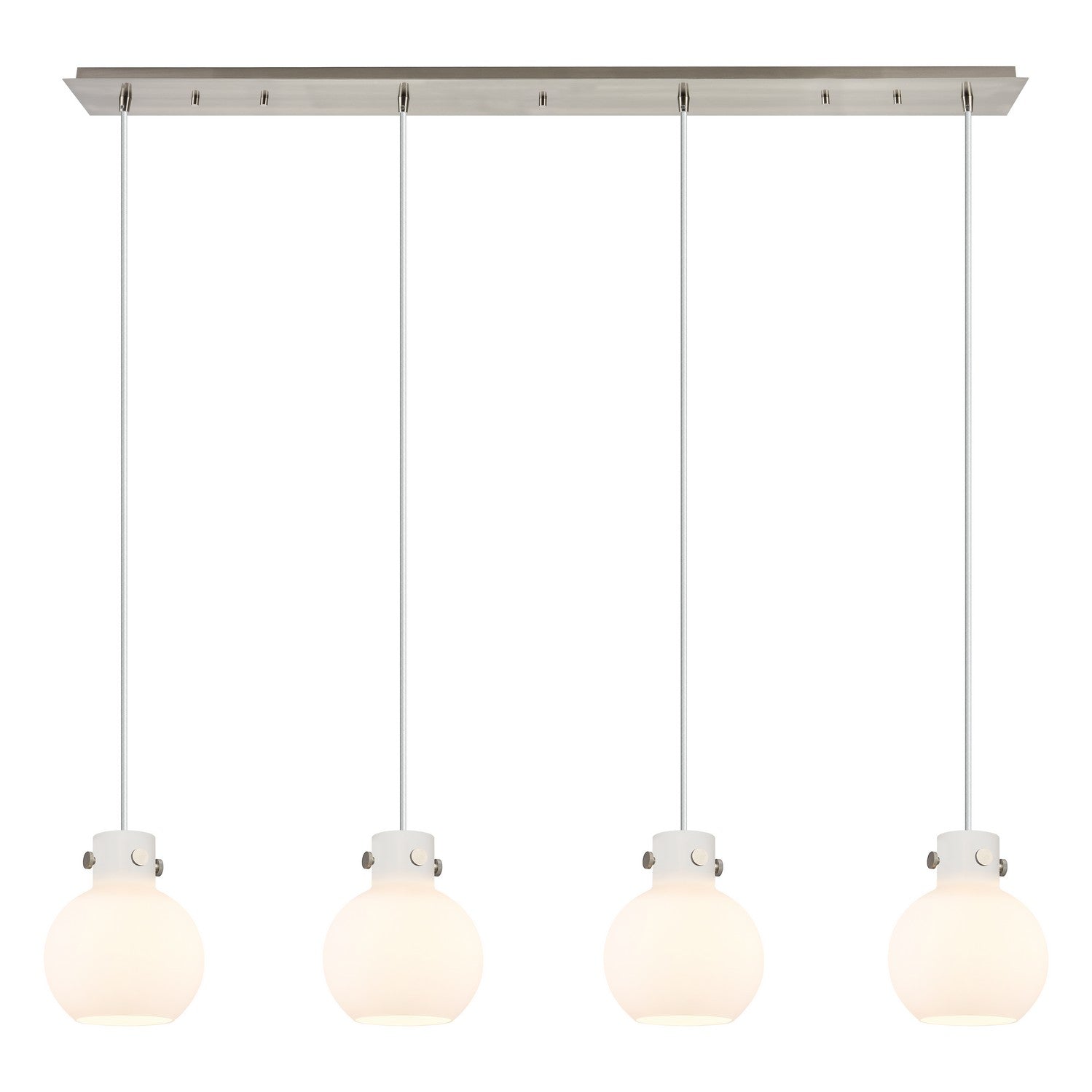 Innovations - 124-410-1PS-SN-G410-8WH - Four Light Linear Pendant - Newton - Brushed Satin Nickel