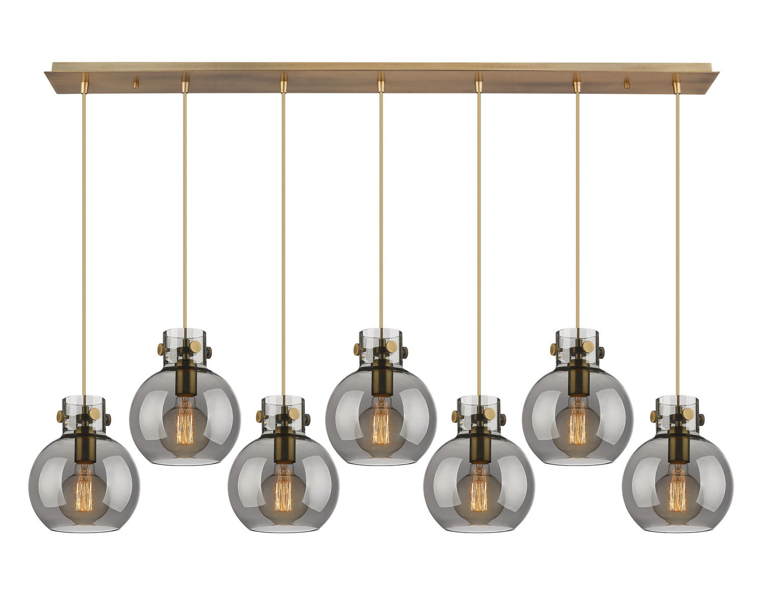 Innovations - 127-410-1PS-BB-G410-8SM - Seven Light Linear Pendant - Newton - Brushed Brass
