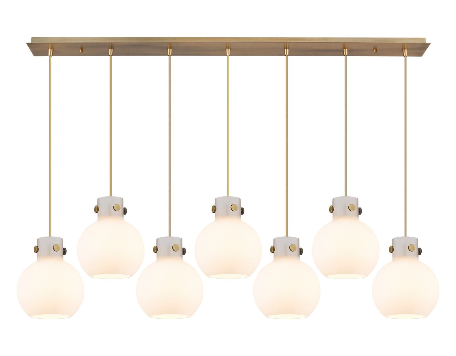 Innovations - 127-410-1PS-BB-G410-8WH - Seven Light Linear Pendant - Newton - Brushed Brass