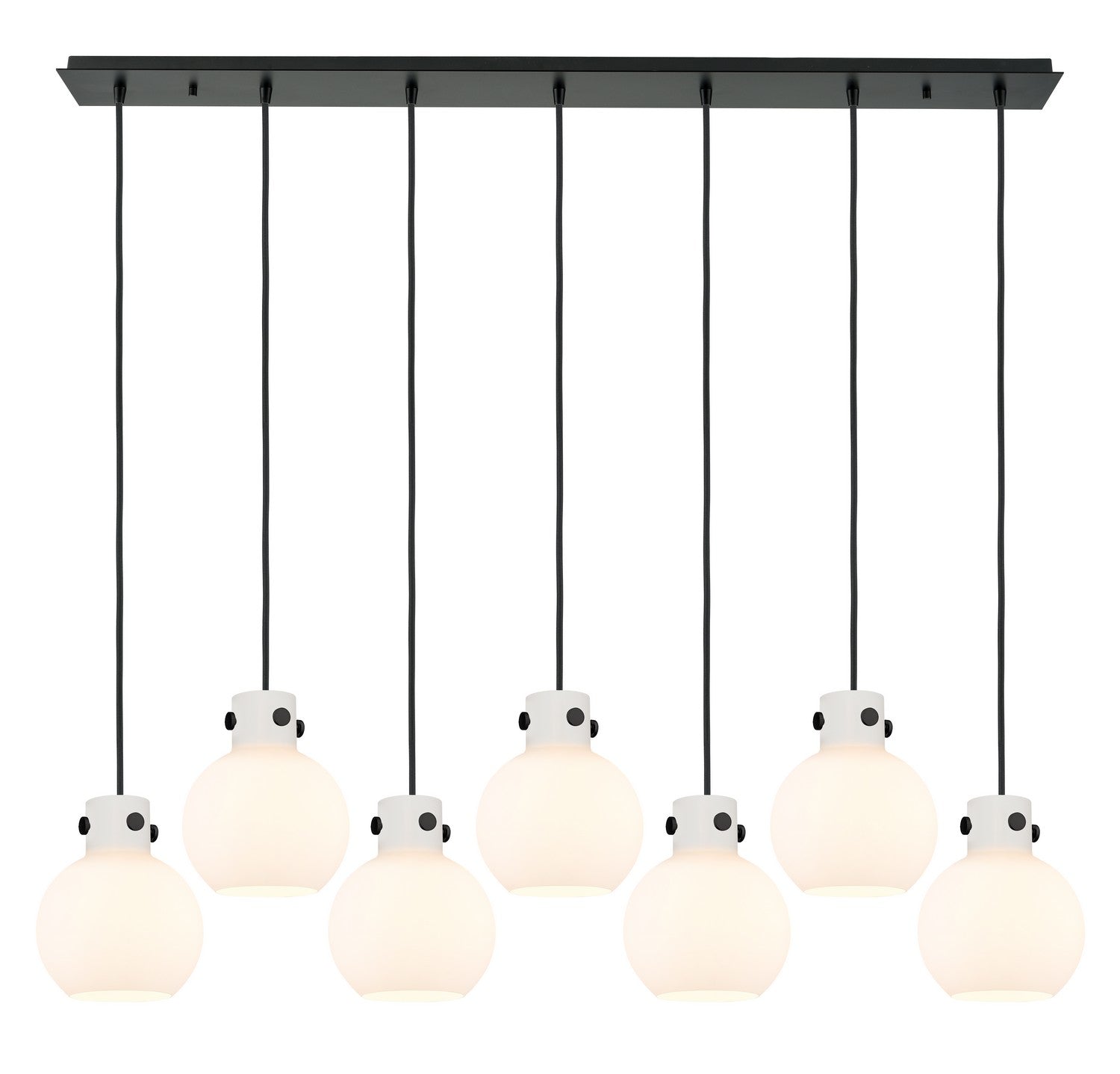 Innovations - 127-410-1PS-BK-G410-8WH - Seven Light Linear Pendant - Newton - Matte Black
