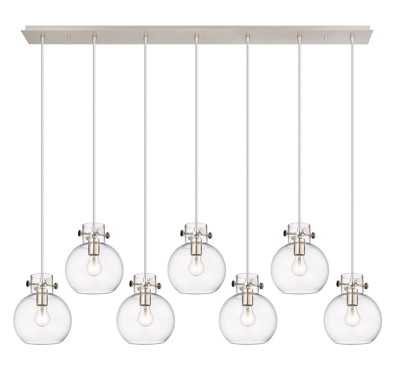 Innovations - 127-410-1PS-PN-G410-8CL - Seven Light Linear Pendant - Newton - Polished Nickel