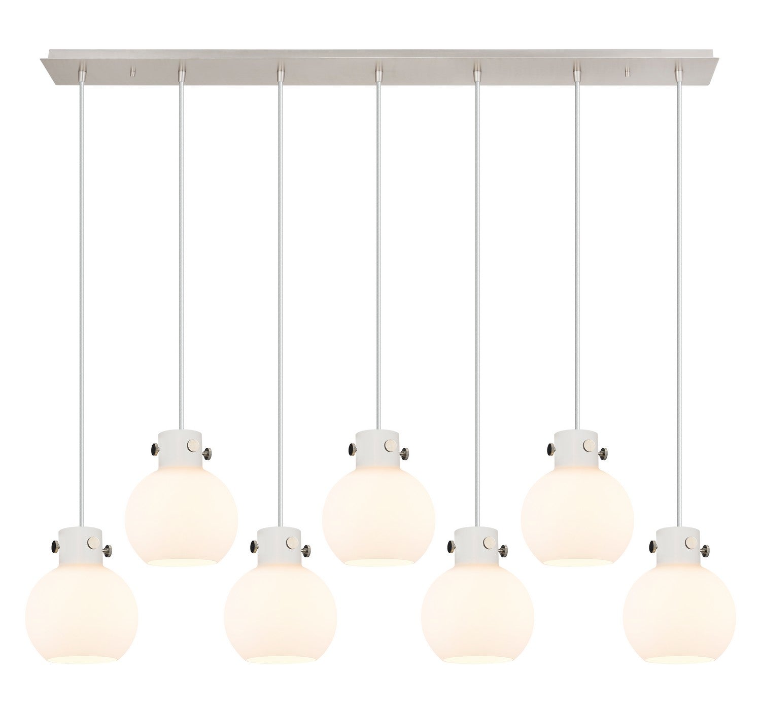 Innovations - 127-410-1PS-PN-G410-8WH - Seven Light Linear Pendant - Newton - Polished Nickel