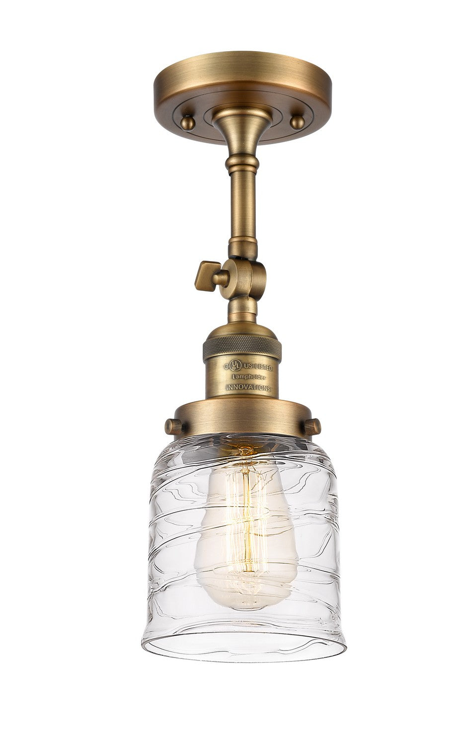 Innovations - 201F-BB-G513 - One Light Semi-Flush Mount - Franklin Restoration - Brushed Brass