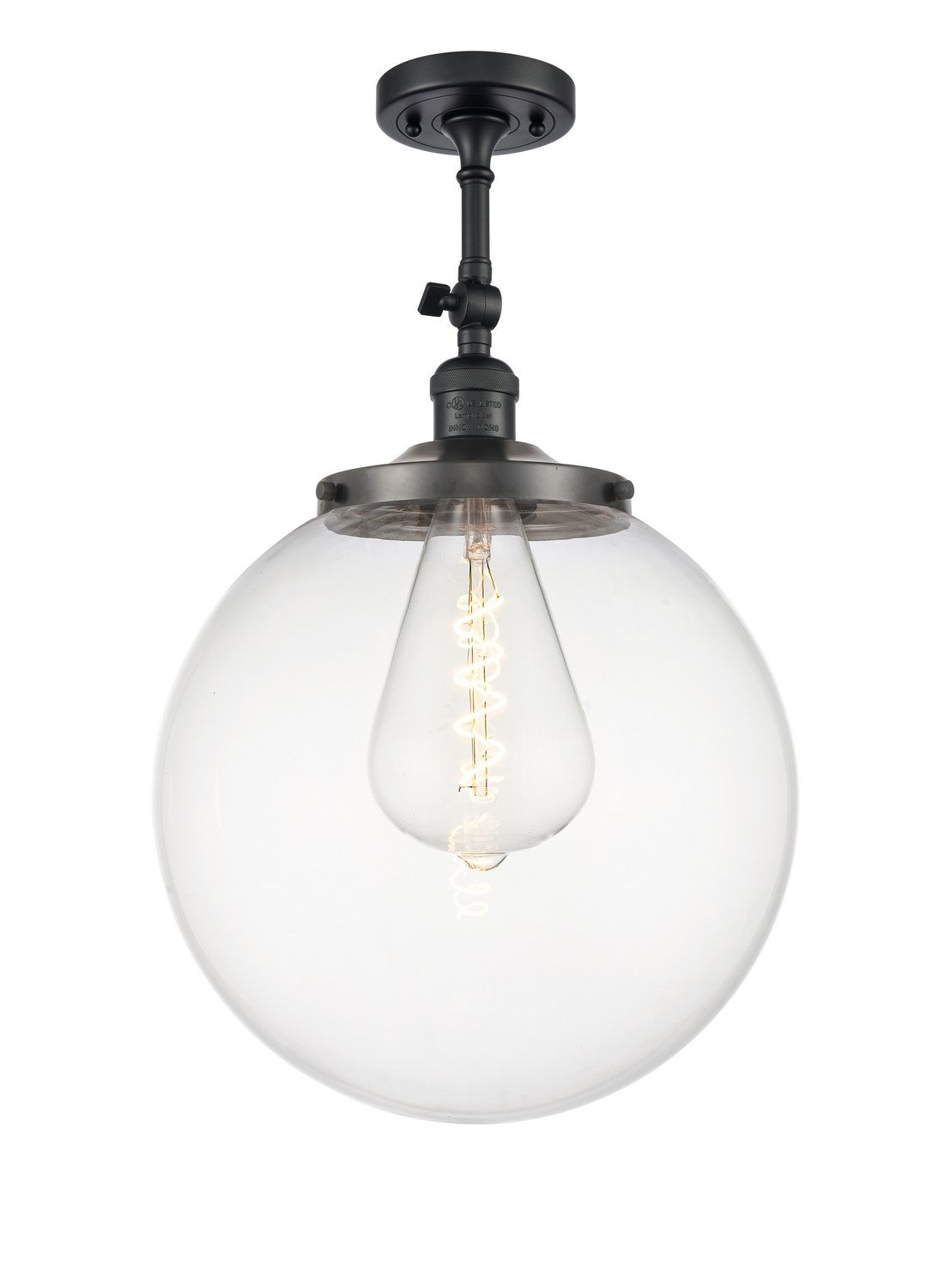 Innovations - 201F-BK-G202-14 - One Light Semi-Flush Mount - Franklin Restoration - Matte Black