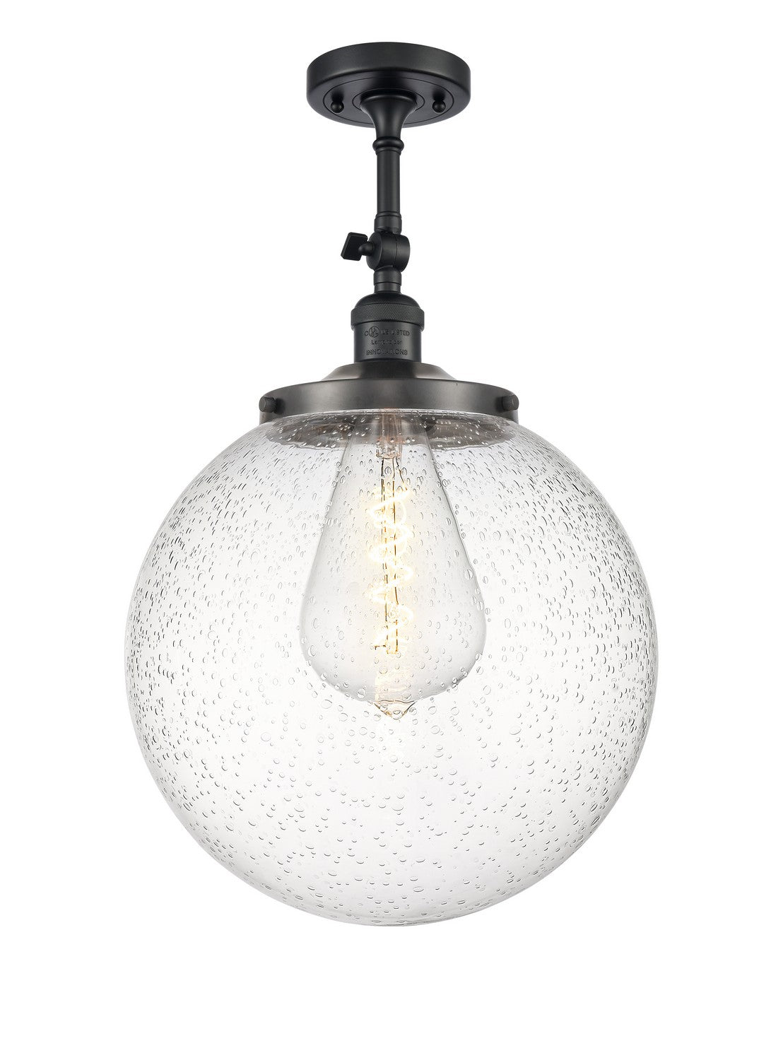 Innovations - 201F-BK-G204-14 - One Light Semi-Flush Mount - Franklin Restoration - Matte Black