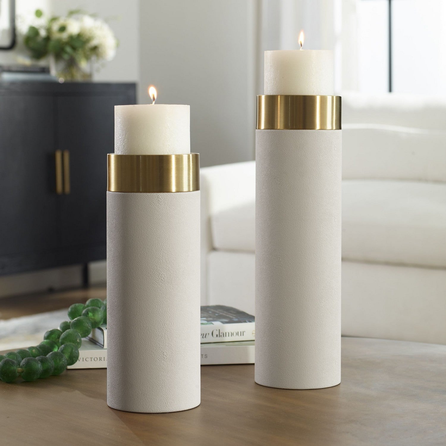 Uttermost - 18100 - Candleholders, Set/2 - Wessex - Antique Brushed Brass