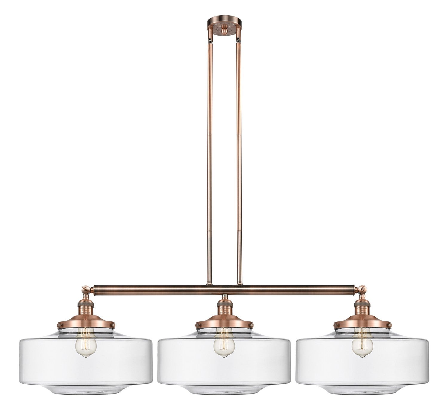Innovations - 213-AC-G692-16 - Three Light Island Pendant - Franklin Restoration - Antique Copper