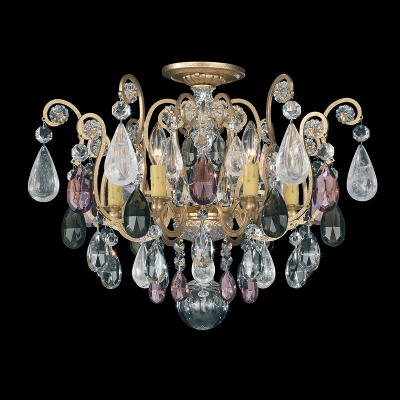 Schonbek - 3584-51CL - Six Light Semi-Flush Mount - Renaissance Rock Crystal - Black
