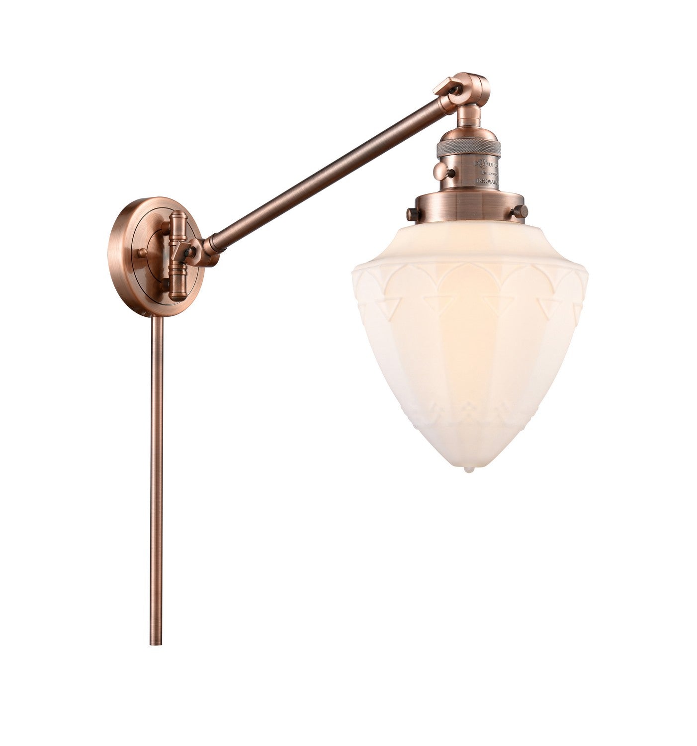 Innovations - 237-AC-G661-7 - One Light Swing Arm - Franklin Restoration - Antique Copper