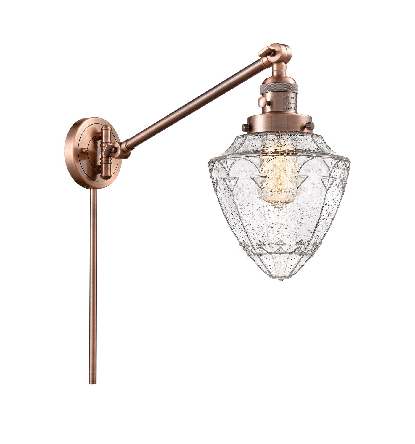 Innovations - 237-AC-G664-7 - One Light Swing Arm - Franklin Restoration - Antique Copper