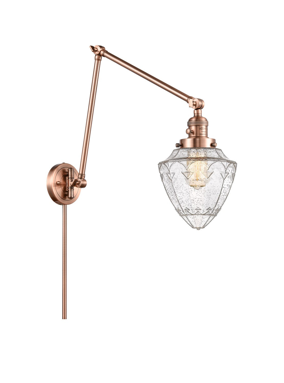Innovations - 238-AC-G664-7 - One Light Swing Arm - Franklin Restoration - Antique Copper
