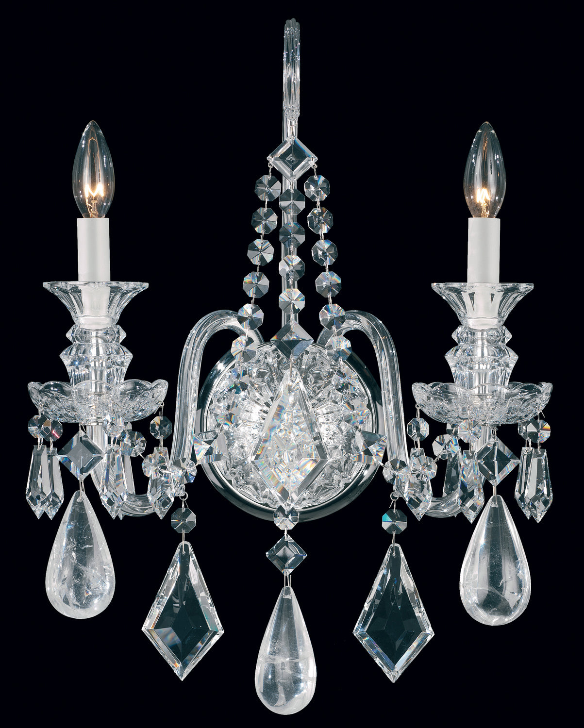 Schonbek - 5502BK - Two Light Wall Sconce - Hamilton Rock Crystal - Jet Black