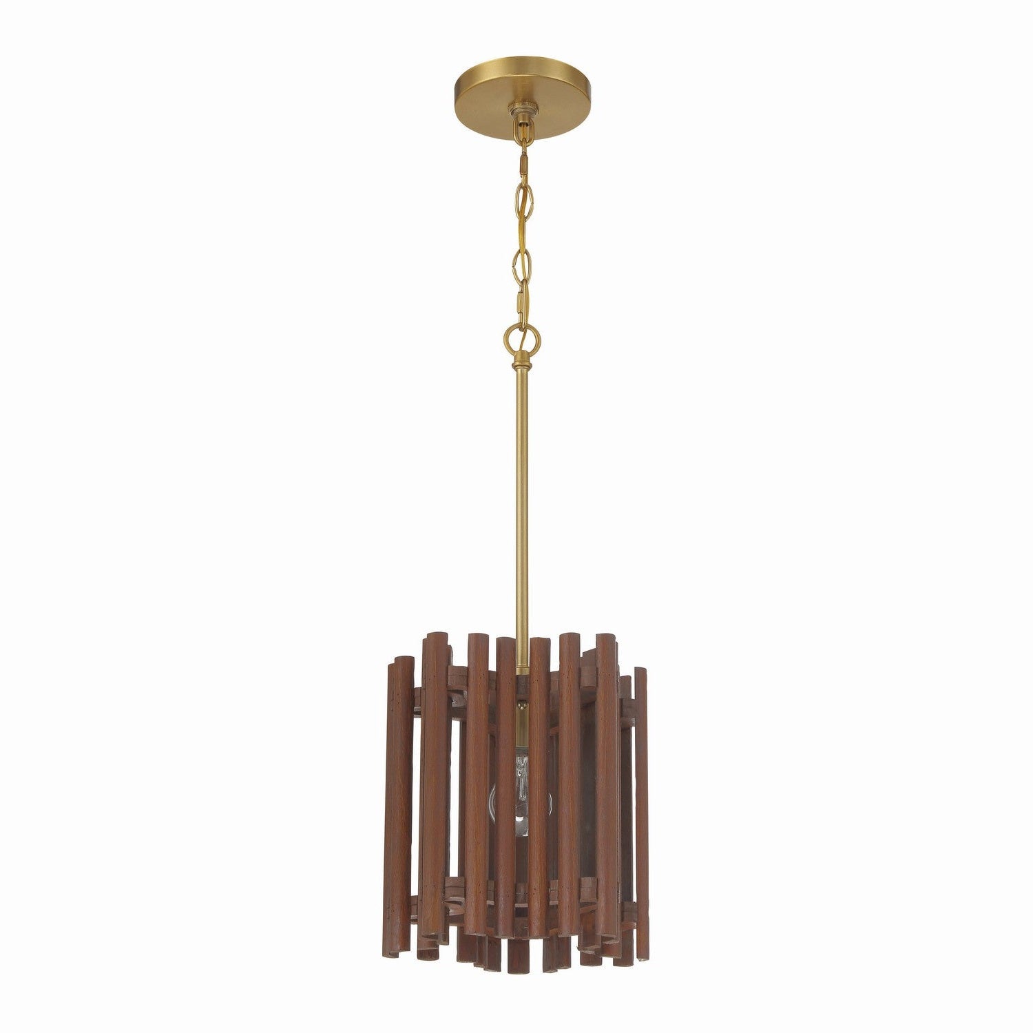 Craftmade - 58491-SBWAL - One Light Pendant - Freeform - Satin Brass/Walnut