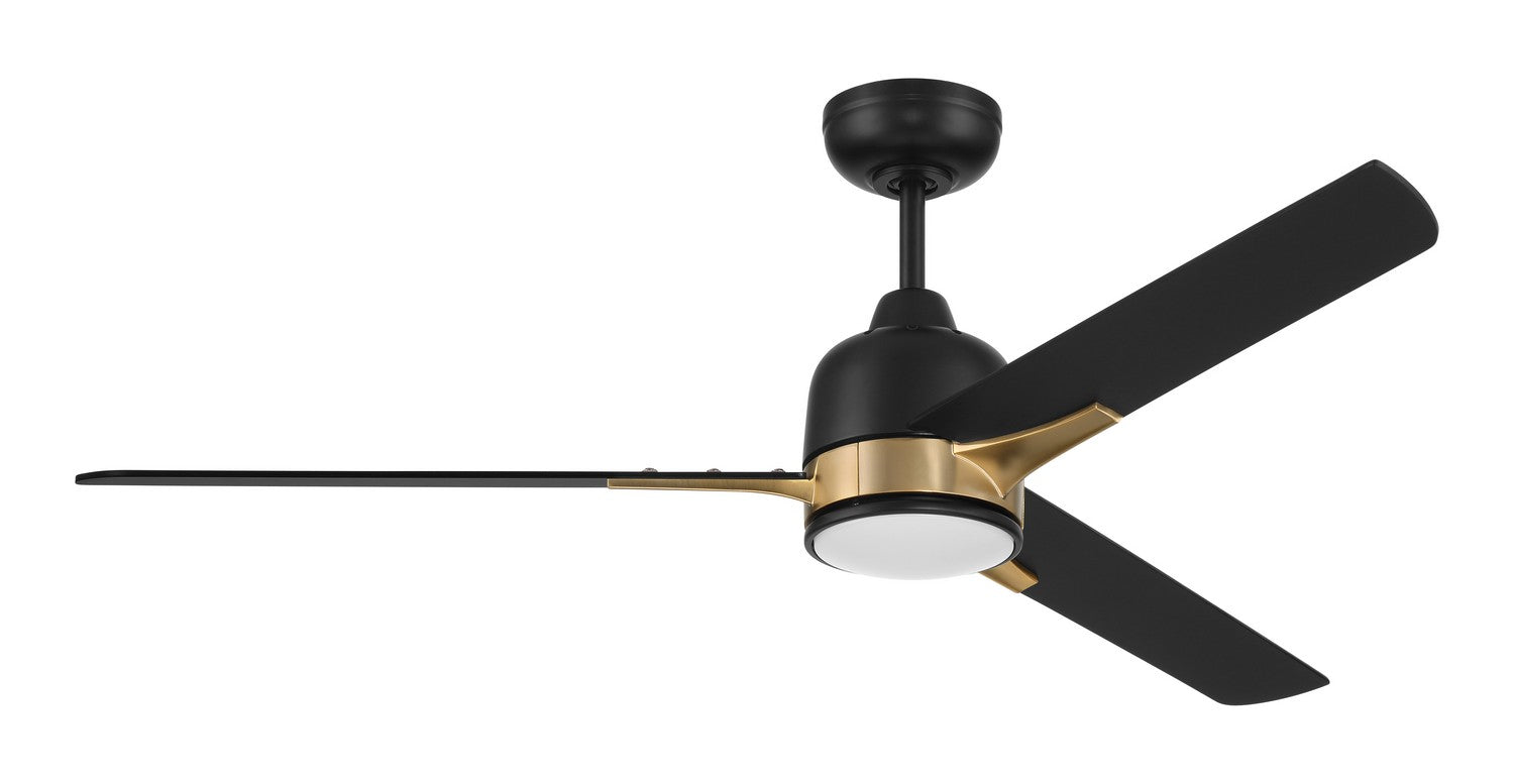 Craftmade - FUL52FBSB3 - 52"Ceiling Fan - Fuller - Flat Black/Satin Brass
