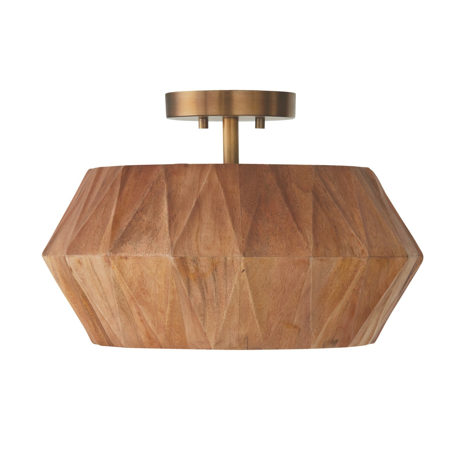 Capital Lighting - 251011LW - One Light Semi Flush Mount - Nadeau - Light Wood and Patinaed Brass