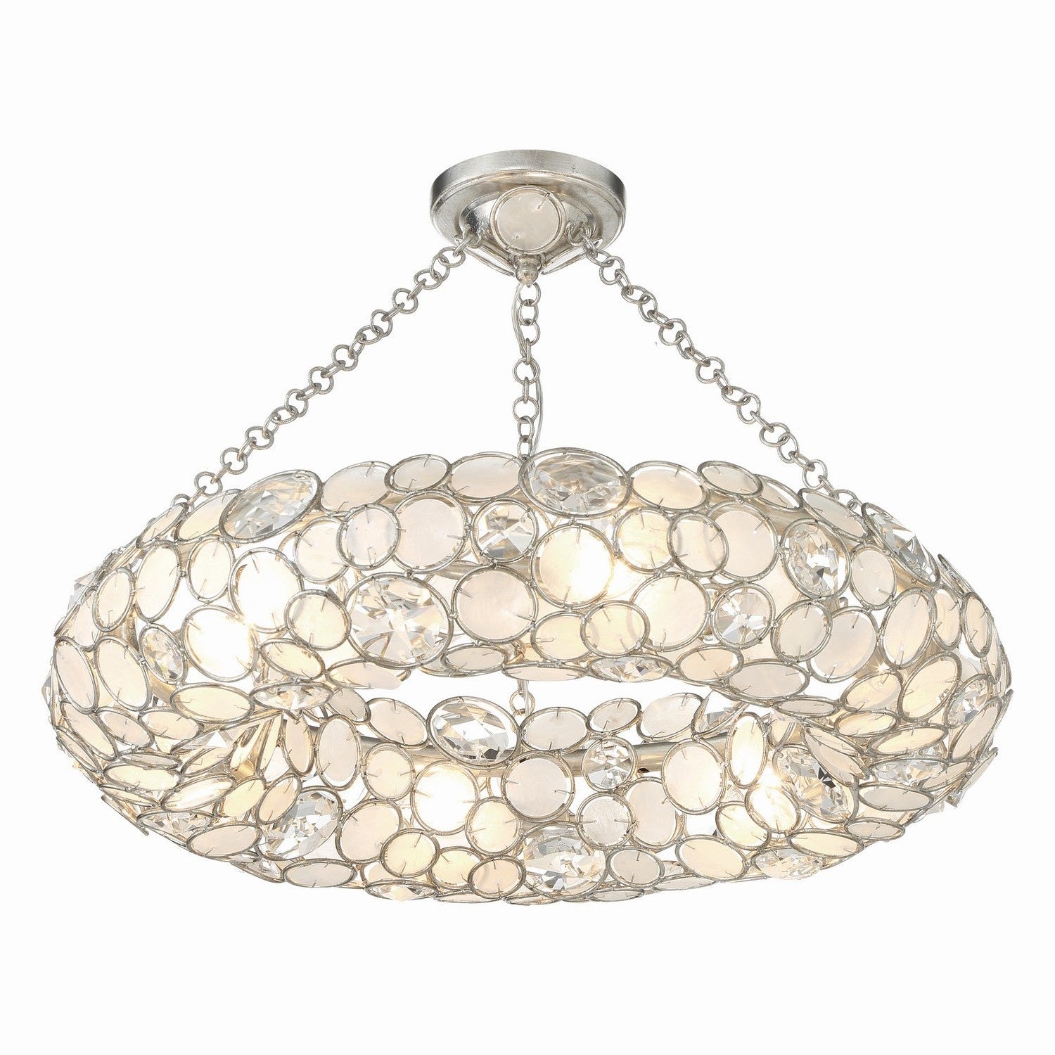 Crystorama - 525-SA_CEILING - Six Light Semi Flush Mount - Palla - Antique Silver