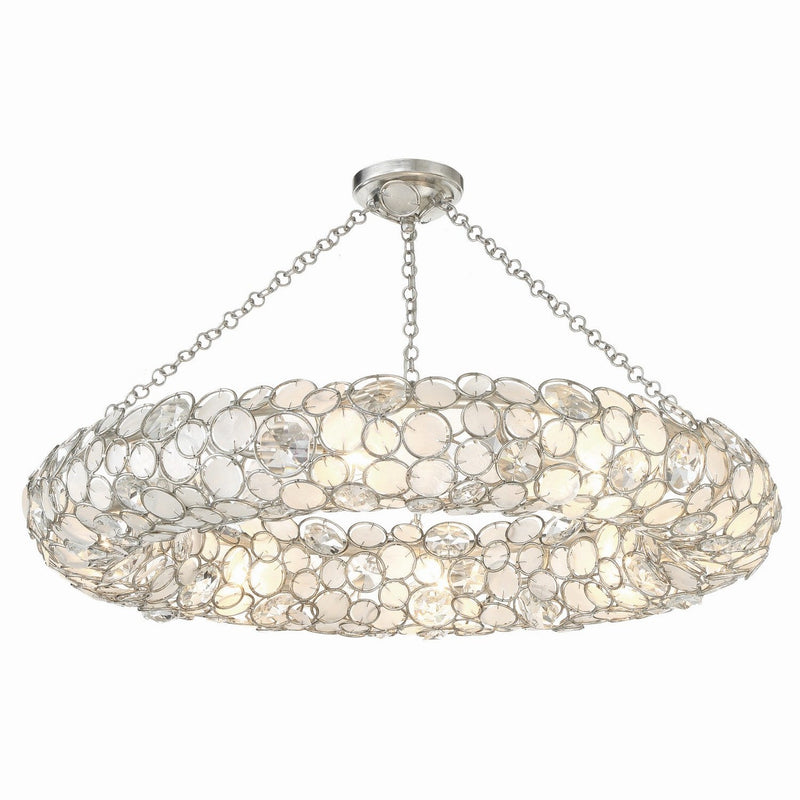 Crystorama - 528P-SA_CEILING - Eight Light Semi Flush Mount - Palla - Antique Silver