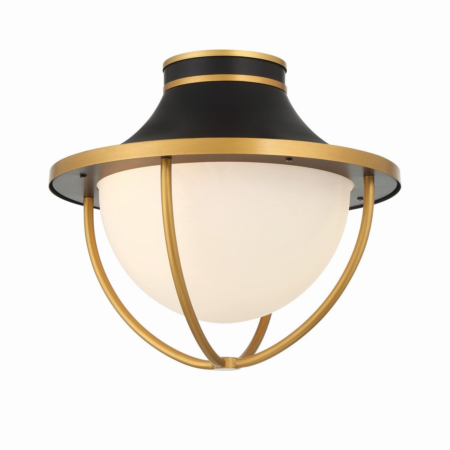 Crystorama - ATL-700-MK-TG - Two Light Outdoor Semi Flush Mount - Atlas - Matte Black + Textured Gold