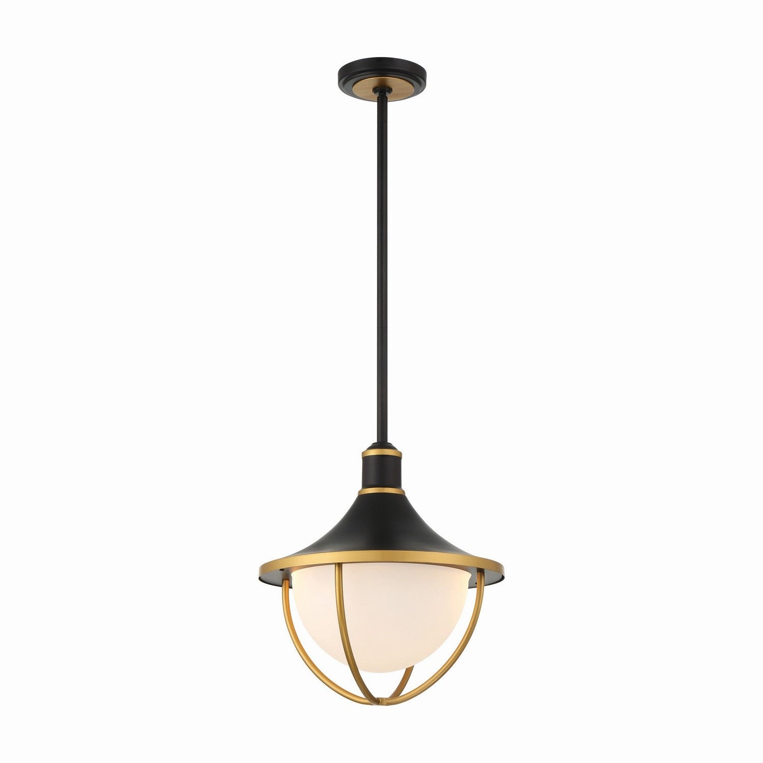 Crystorama - ATL-705-MK-TG - Three Light Outdoor Pendant - Atlas - Matte Black + Textured Gold