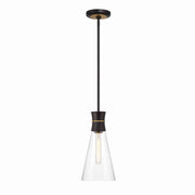 Crystorama - QUN-1500-MK-TG - One Light Mini Pendant - Quinn - Matte Black + Textured Gold