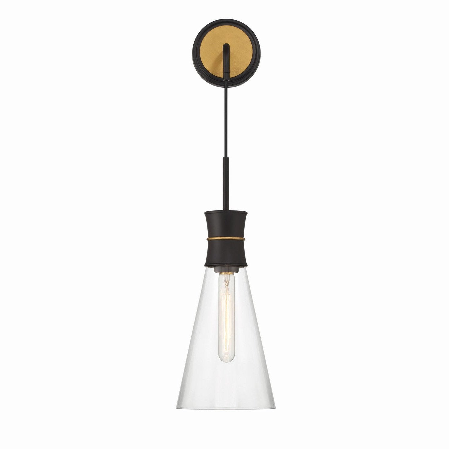 Crystorama - QUN-1501-MK-TG - One Light Wall Sconce - Quinn - Matte Black + Textured Gold