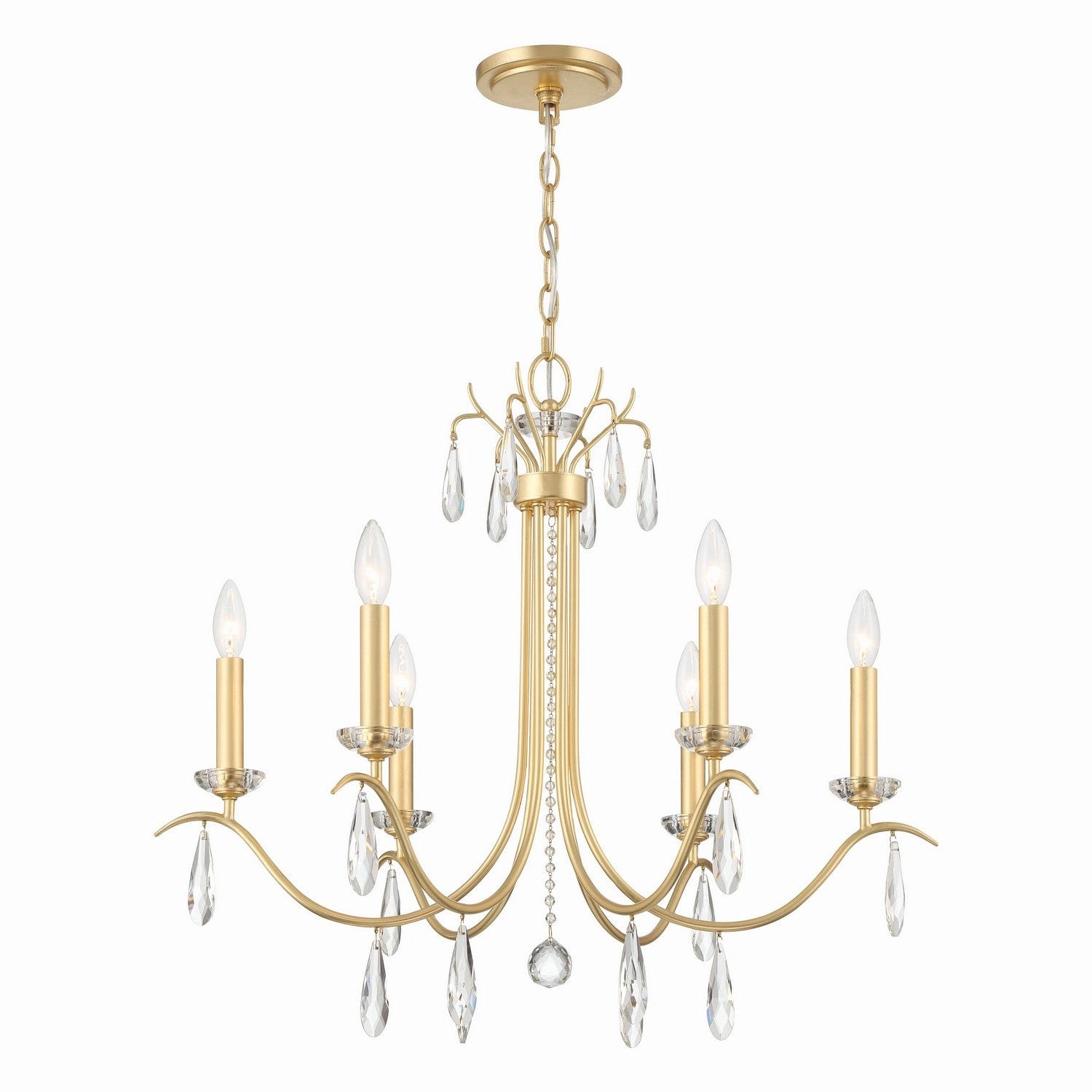 Crystorama - ROL-18816-GA - Six Light Chandelier - Rollins - Antique Gold