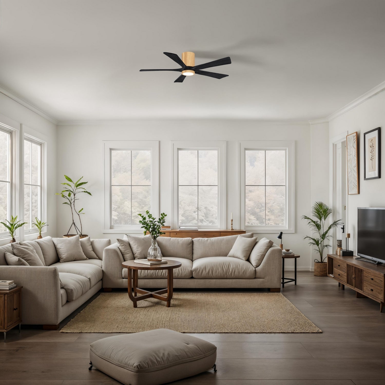 Matthews Fan Company - IR5HLK-LM-BK-52 - 52"Ceiling Fan - Irene-5HLK - Light Maple