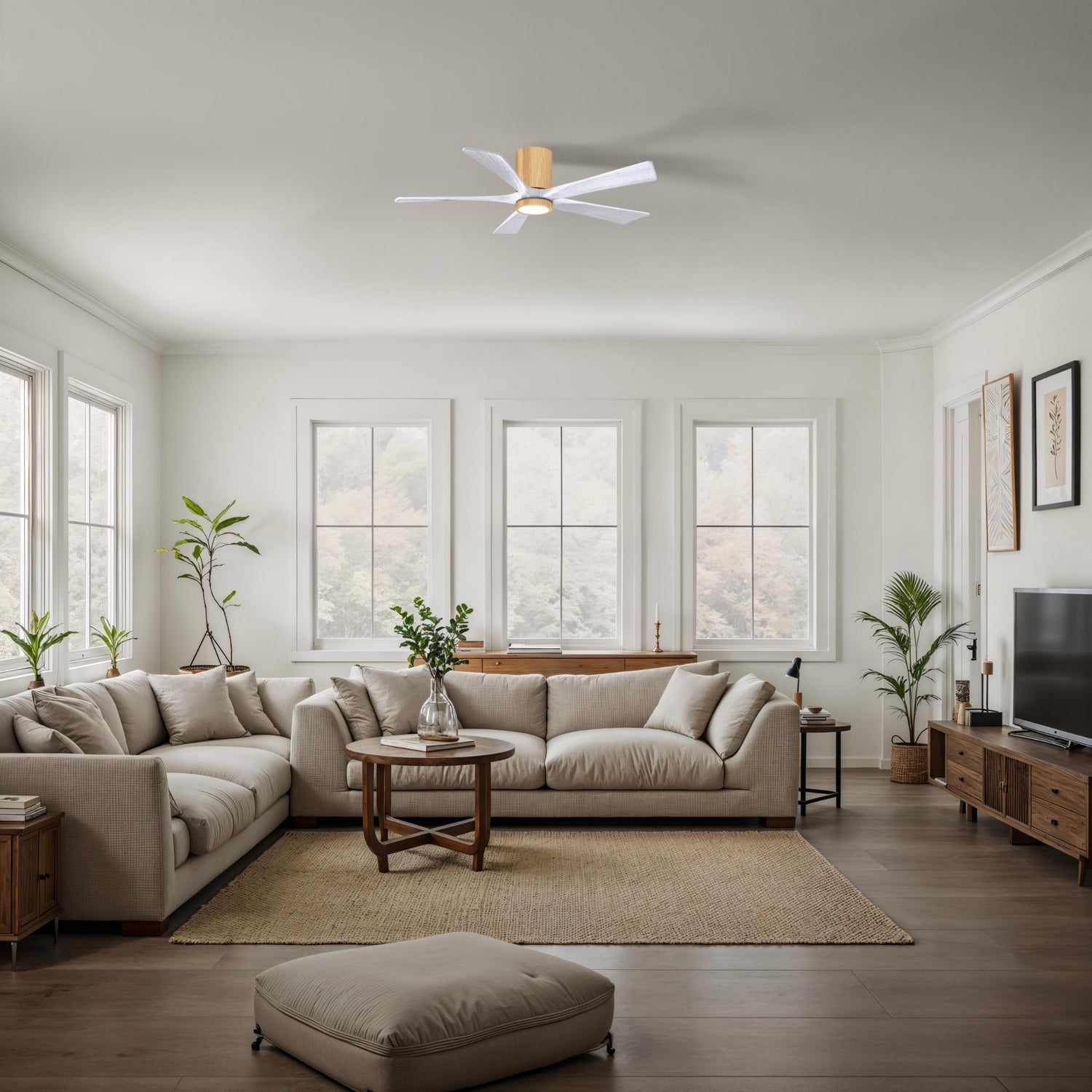 Matthews Fan Company - IR5HLK-LM-MWH-52 - 52"Ceiling Fan - Irene-5HLK - Light Maple