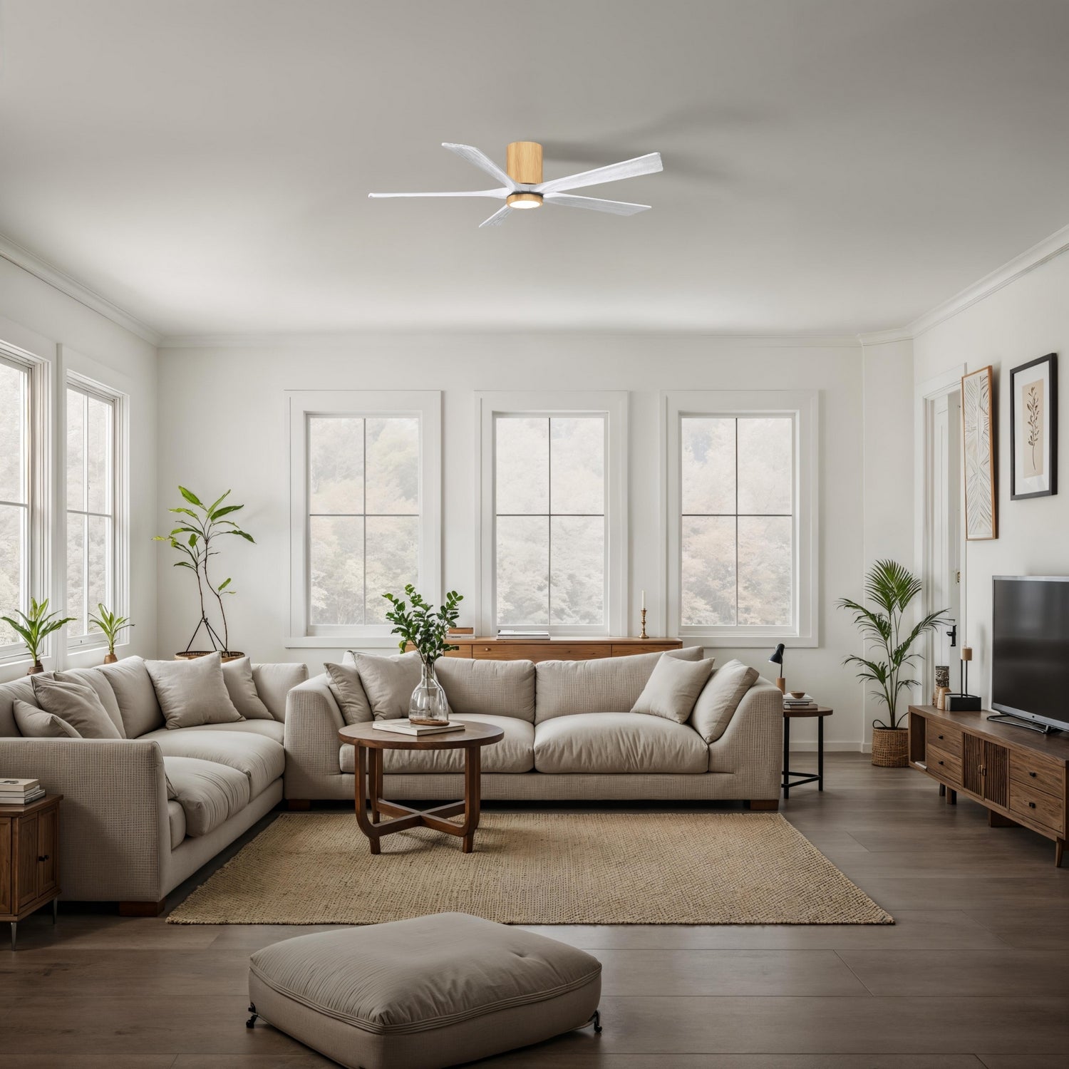Matthews Fan Company - IR5HLK-LM-MWH-60 - 60"Ceiling Fan - Irene-5HLK - Light Maple