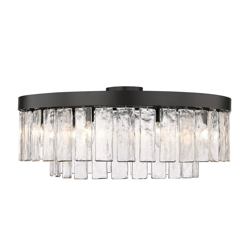 Golden - 1768-9SF BLK-HWG - Nine Light Semi-Flush Mount - Ciara - Matte Black